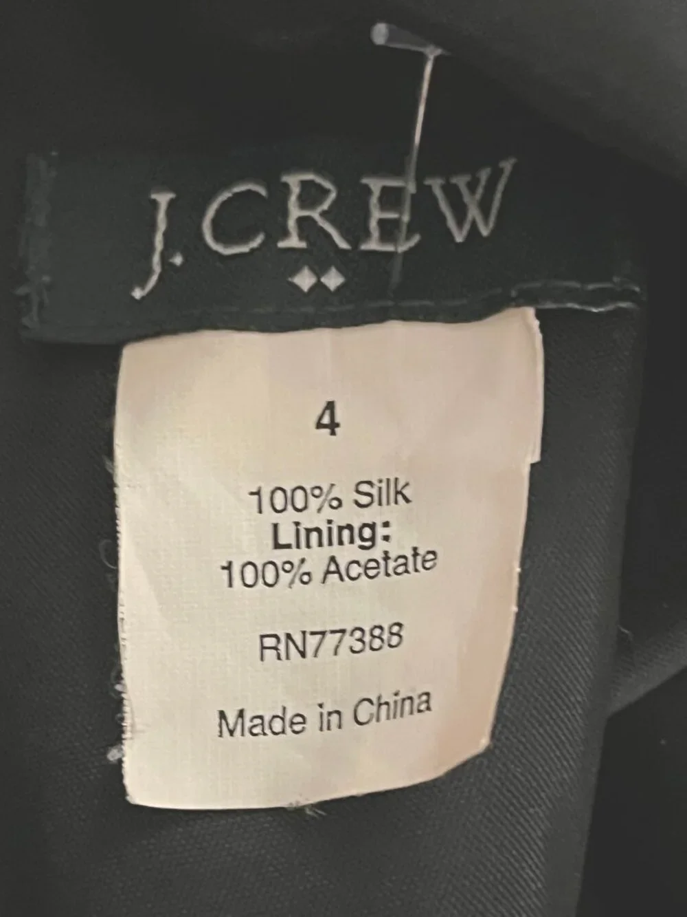 J.Crew Collection 100% Silk Sleeveless Black/Blue Lined Knee Length Dress Size 4